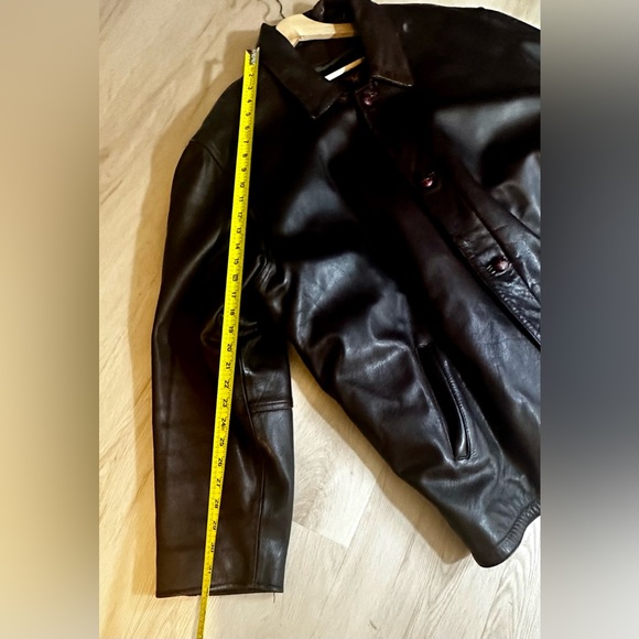 GOLDEN HAWK Vintage Brown Leather Button Up Moto Coat Removable Lining Men’s 2XL - Picture 14 of 16